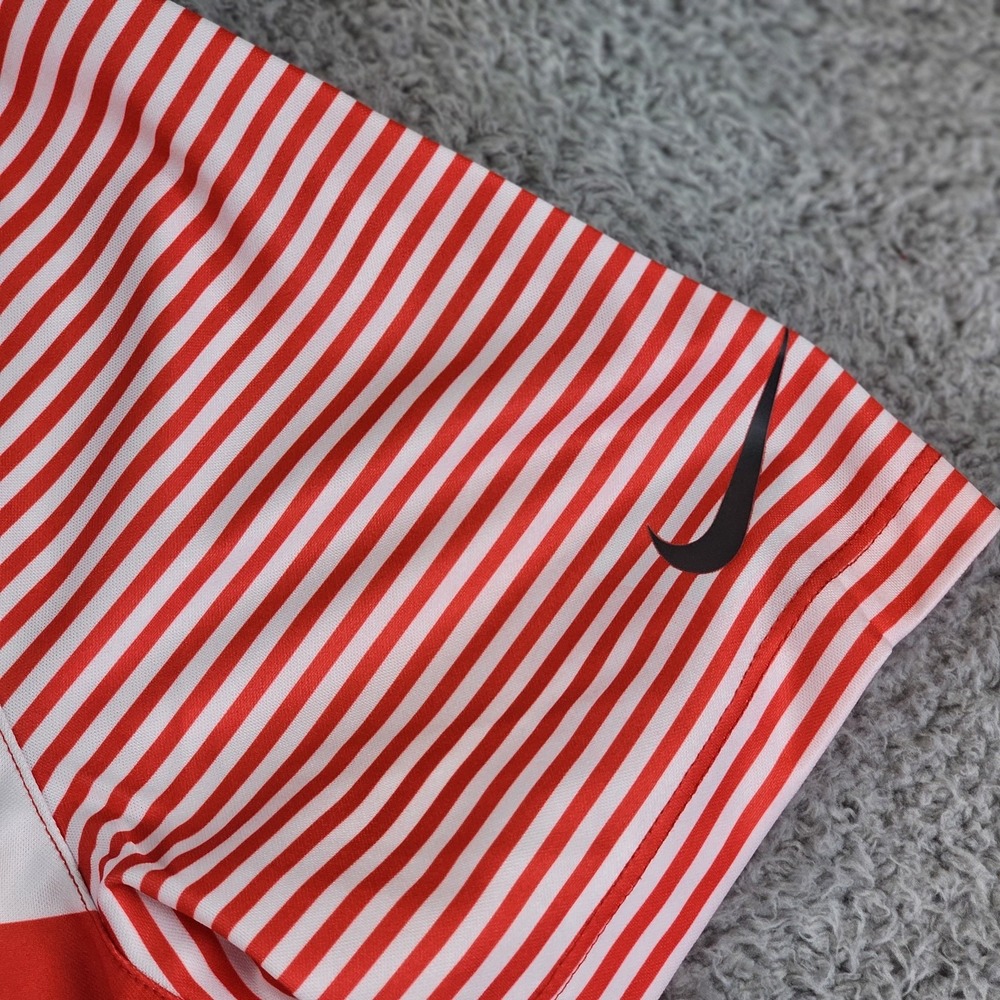Nike Golf Dri-FIT Polo Shirt Large Red White Stripe Breathe Bold Standard Fit - Picture 3 of 10